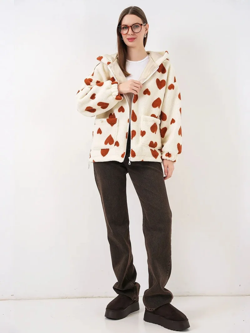 BIG DART BDART Hooded Thick Plush Jacket with Zipper and Pockets